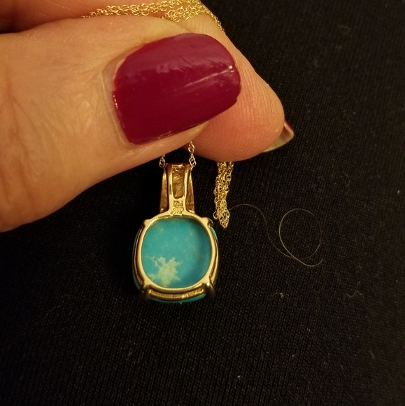 Sleeping Beauty or Persian Turquoise Gold Pendant - Picture 4 of 14